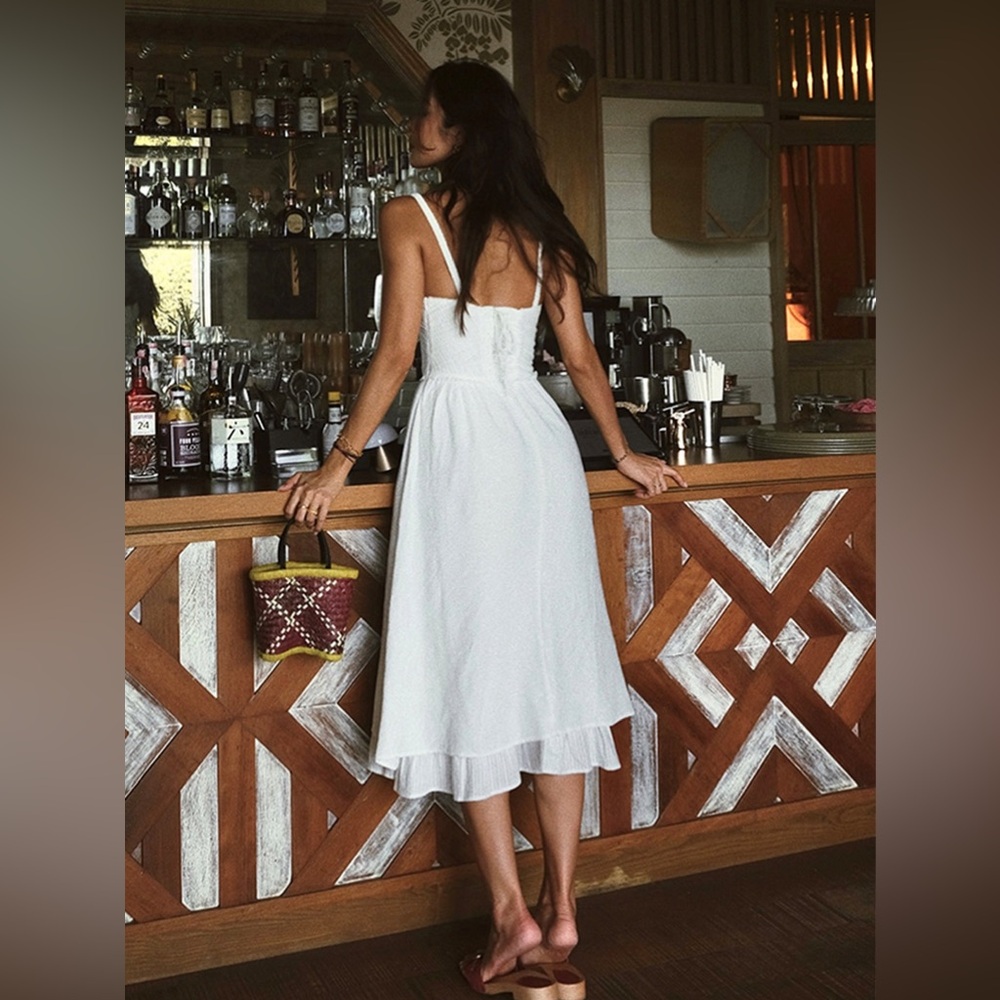 Commense Ruffle Hem Cami Plain Midi Dress - Picture 5 of 16